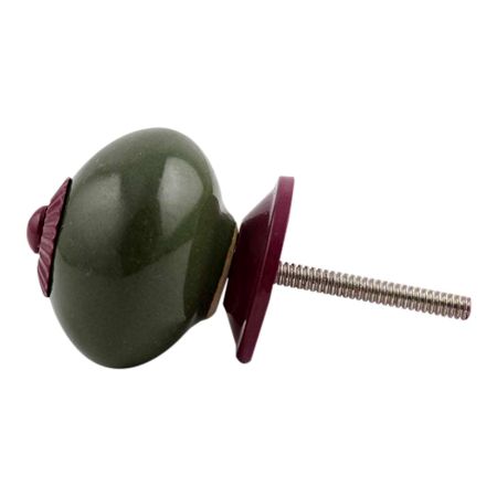 Olive Round Purple Fitting Ceramic Knob